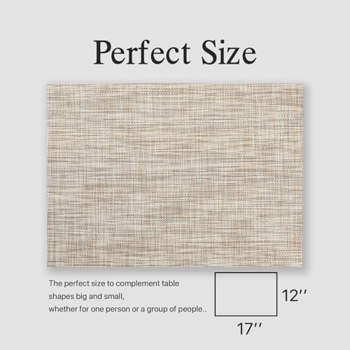 Placemats Set of 6 - Easy Clean Woven Vinyl Placemats for Dining Table, Indoor/Outdoor Place Mats, Washable PVC Table Mats（Caramel） - Image 6