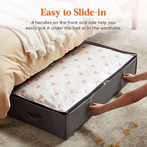 Lifewit 95L 6 Pack Under Bed Storage Container, Blanket Organizer, Gray - Image 3