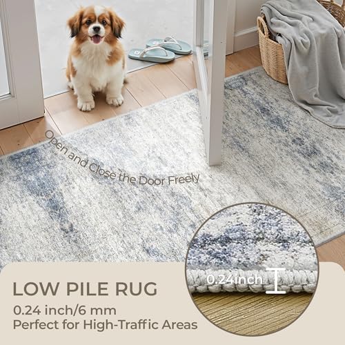 2x8 Runner Rug Non Slip,Washable Hallway Runner Rug,Blue - Image 6