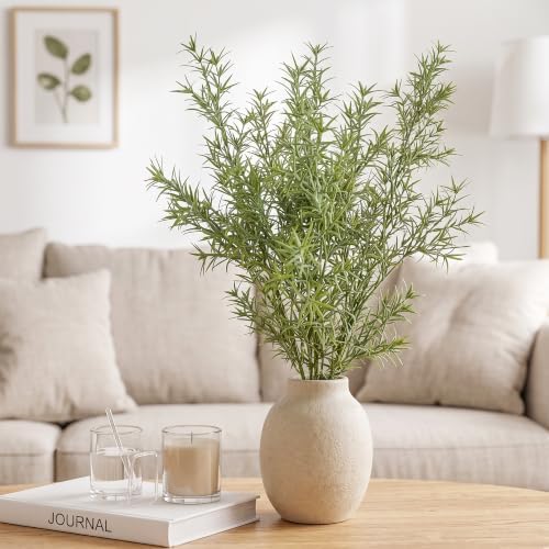 Fake Plants Eucalyptus Stems,Plastics Ficus Stems for Vase Artificial Plants,Greenery Stems for Vase Faux Plants Indoor,43.3" Faux Greenery Indoor Vase Fillers for Home Decor(6pcs Orange) - Image 3