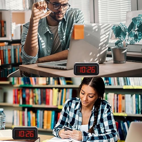 Alarm Clock,Digital Alarm Clock for Bedrooms,Battery Operated Clock,Adjustable 3 Brightness,1.2 inch LED Time Display, 12/24Hr, Cordless,Snooze (Black) - Image 6