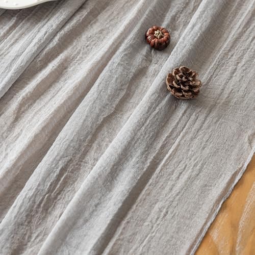 3Pcs Grey Cheesecloth Table Runner 120 Inches for Party Home Decor - Image 2