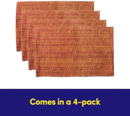 Sweet Home Collection 100% Cotton Placemats for Dining Room Rectangle Two Tone Woven Fabric 13" x 19" Soft Durable Table Mat Set, Set of 4, Rust - Image 4