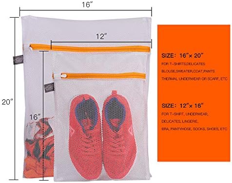 Laundry Bags Mesh Wash Bags, Lingerie Bag for Washing Delicates, Orange,M+L - Image 2