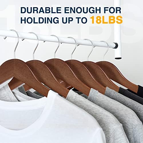 Wooden Shirt Hangers - Pack of 30 Sturdy Wood Hangers, Ideal for Laundry & Everyday Use, Heavy Duty, Walnut - Image 4