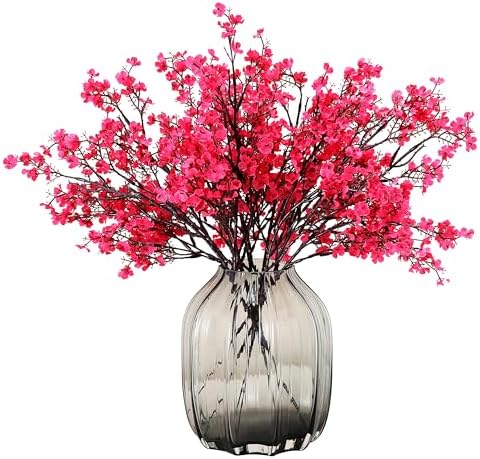 JAKY-Global 6pcs Babys Breath Artificial Flowers Gypsophila Bouquet Bulk Fake Spring Silk Small Flowers Real Touch Faux Floral for Home Bedroom Kitchen Garden Wedding Christmas Party DIY Decor (Rose) by JAKY-Global