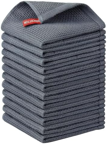 Nialnant 12 Pack Dish Towels,100% Cotton Kitchen Towels,Soft and Absorbent Kitchen Dish Rags, Dish Towels for Washing Dishes-12x12 Inch by Nialnant