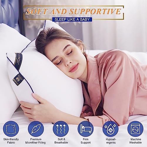 MZOIMZO Supportive Firm Bed Pillows for Sleeping- Standard Size, Set of 2, Cooling Hotel Quality with Premium Soft Down Alternative Fill for Back, Stomach or Side Sleepers, 20''x26'' - Image 2