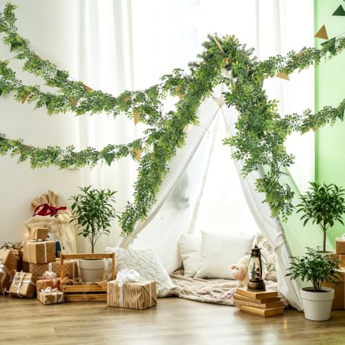 RECUTMS 2Pcs Faux Pea Leaves Vines 5.9Ft Plastic Ivy UV Resistant Greenery - Image 3