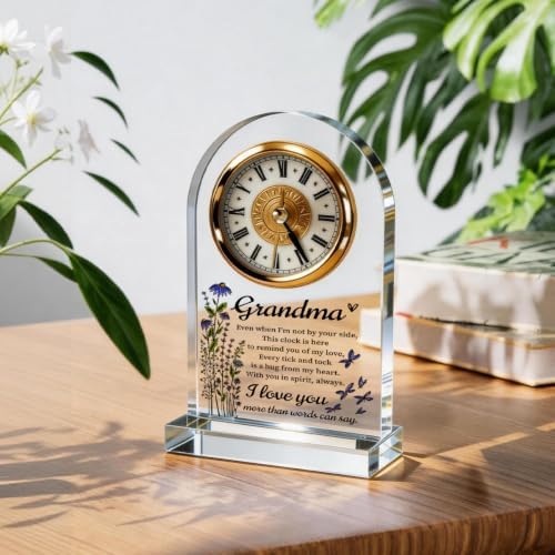 Grandma Gifts Acrylic Desk Clock, Wildflower Butterfly Quote Table Decor from Granddaughter Grandson, Mothers Day Suitable Gifts for Great-Grandma birthday, Christmas, and Thanksgiving, 4.3 x 7.8 in - Image 4