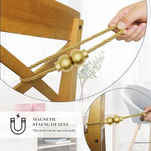 4Pcs Magnetic Curtain Tiebacks Modern Handmade Rope Curtain Tie Backs Gold - Image 6