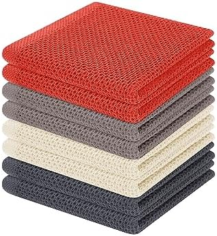 Homaxy 100% Cotton Waffle Weave Kitchen Dish Cloths 8-Pack, Multicolor by Homaxy