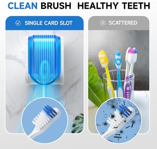 Toothbrush Holders for Bathrooms【Upgrade Single Slot Design】 Toothbrush Holder Wall Mounted with Cover Moisture-Proof and Dust-Proof Toothbrush Storage Organizer for Shower Family and Travel 3PCS - Image 5