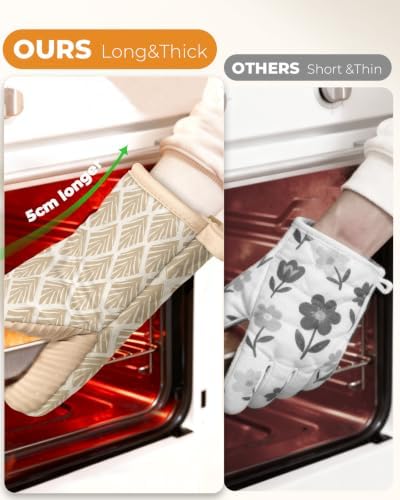 100% Thick Cotton Mini Oven Mitts Silicone Grip Diamond Gingham - Image 3