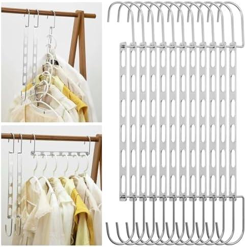12 Pieces Space Saving Metal Collapsible Hangers for Heavy Clothes, Closet Space Savers Metal Hanger Organizer for Dorm, Room Essentials Storage by WONGPERG