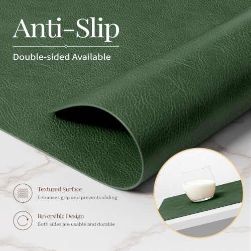 Homaxy Vinyl Heat Resistant Placemats Set of 8, Forest Green - Image 4