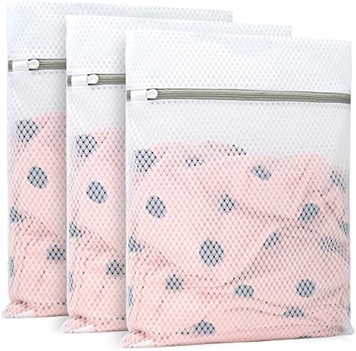 Muchfun 3Pcs Durable Diamond Mesh Laundry Bags for Delicates 12 x 16 Inches by Muchfun