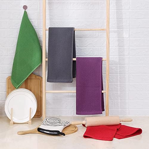Homaxy 100% Cotton Waffle Weave Kitchen Dish Towels 4-Pack, Grass Green - Image 6