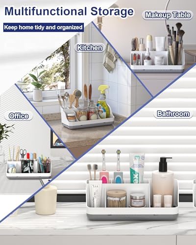 Bathroom Counter Organizer and Storage, 7 Slots Detachable Toothbrush Holders for Bathrooms, Anti-Slip Electric Toothbrush and Toothpaste Holder Countertop Vanity Organizer Accessories for Adults Kids - Image 6