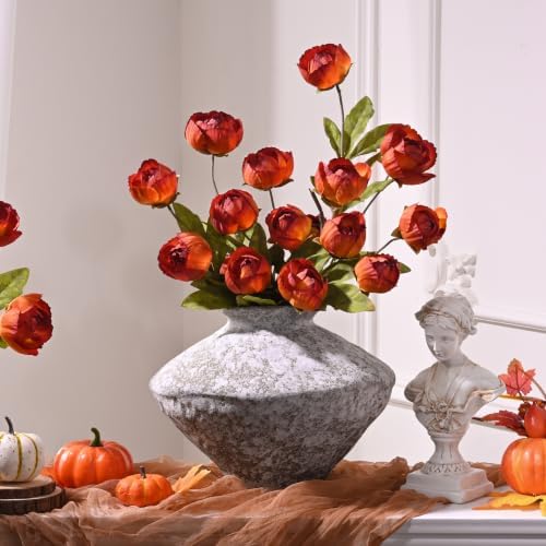 Waipfaru 6 Pcs 27" Faux Peonies Artificial Flowers for Vase, Burnt Orange - Image 6
