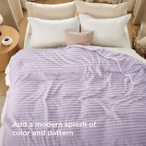 Bedsure Soft Queen Size Blanket for Bed Lavender Fog 90"x90" - Image 3