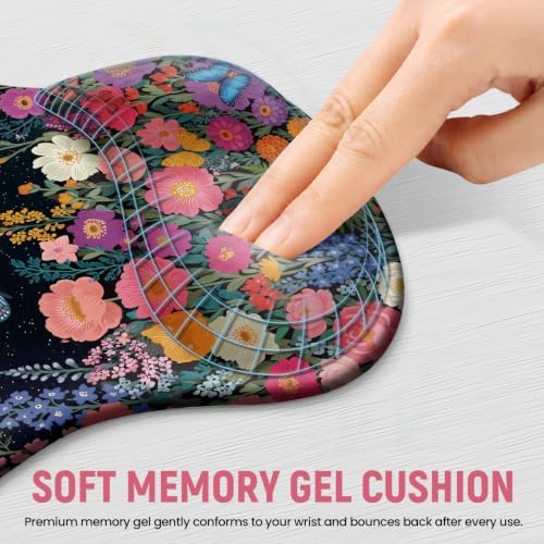 Ergonomic Mouse Pad with Wrist Rest, Gel Wrist Support, Butterfly - Image 3