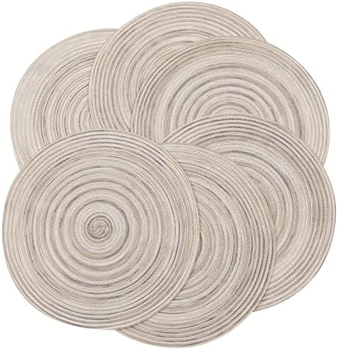 SHACOS Round Braided Placemats 15 inch Set of 4 Variegated Washable Kitchen Table Placemats for Home Wedding Party (Rainbow Gray, 4) - Image 6