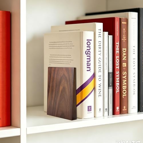 Luxdecor Decorative Bookends-Non Skid Triangle Walnut Bookend 6x5x4in 2Pack - Image 2