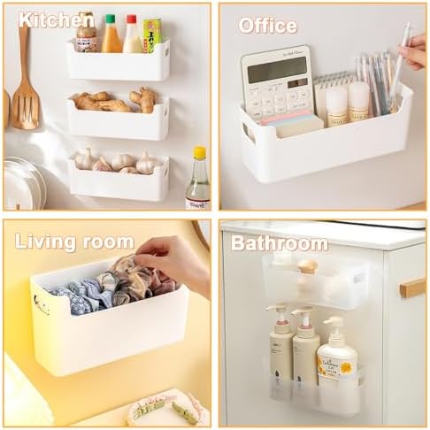 2 Pcs Kitchen Cabinet Door Organizer,Adhesive Mount Inside Cabinet Door Storage,Under Sink Door Storage Shelf for Kitchen,Bathroom,Office,Garage,Craft Room(White) - Image 4