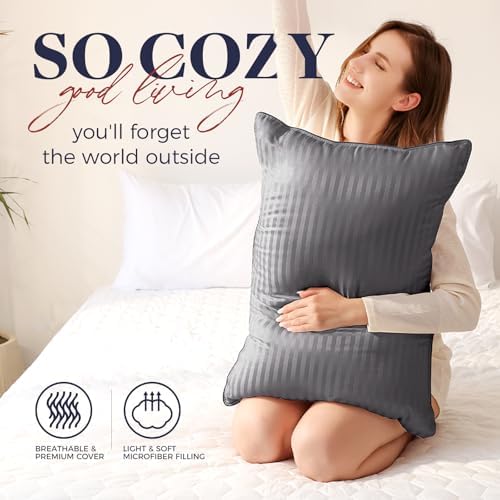Basic Beyond Queen Size Pillows for Sleeping - Soft Down Alternative Pillows Luxury Hotel Collection Bed Pillows Queen Size Set of 2,Grey,20x28 Inches - Image 2