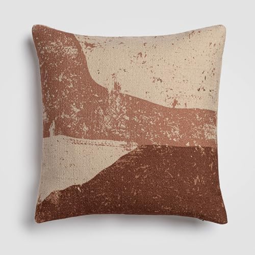 Canyon Copper Pillow, 18" x 18", Abstract Earth Tone Print Decorative Throw Pillow with Insert, Handwoven Cotton, Luxury Accent Pillow for Sofa Couch or Bedroom by CraneHome