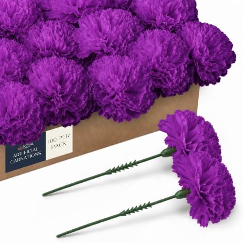 Royal Imports Carnation Artificial Flowers for Weddings – Purple 100pk by RoyalImports