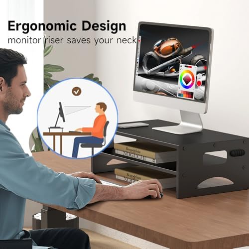 Pholiten 2-Tier Monitor Stand Riser for desk - Image 2