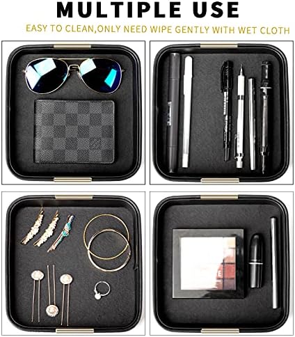 SANZIE Leather Tray Desktop Storage, Trinket Catchall Tray (Black) - Image 3