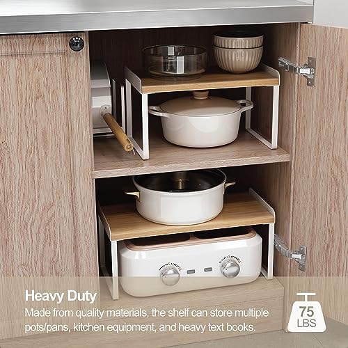 Mitus Stacking Wood Shelf Organizer, Counter Cabinet Storage Rack, 16 inch - Image 6