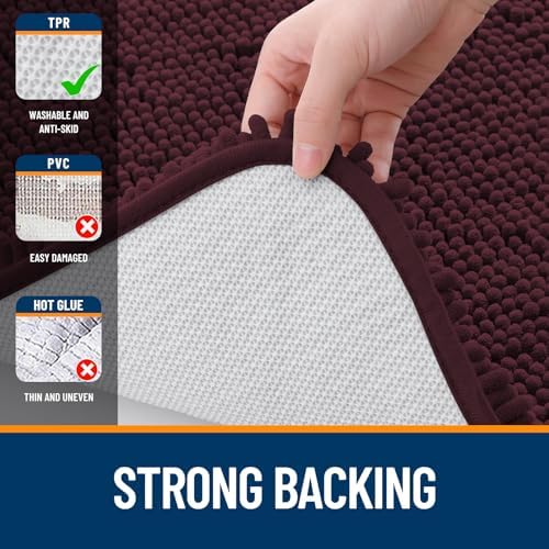 OLANLY Toilet Rugs U-Shaped 20x20, Soft Absorbent Chenille Contour Rugs - Image 6