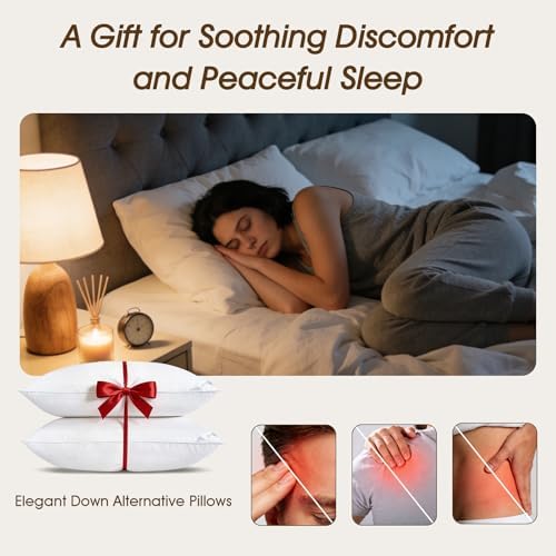 downluxe Queen Size Pillows Set of 4 – Premium Down Alternative Bed Pillows for Back, Side & Stomach Sleepers, White - Image 5