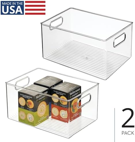iDesign Pantry Organizer Bins with Handles, Set of 2, Clear - Image 2
