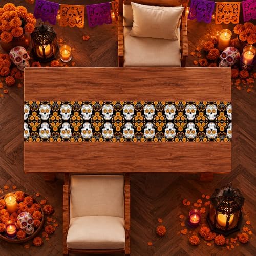 Dia De Los Muertos Decorations - Mexican Sugar Skull Table Runner - Image 6