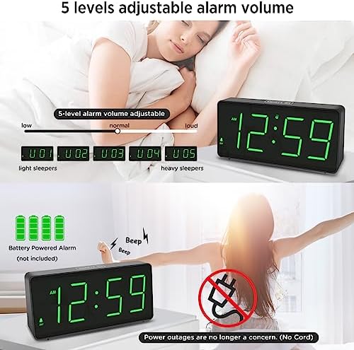 Peakeep Battery Operated Digital Alarm Clock for Bedrooms Big Numbers - Image 5