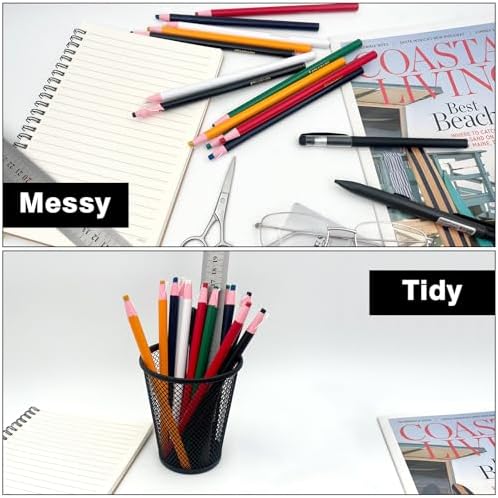 6 Pack Wire Mesh Pen Holder Set – Black Metal Pencil Cups for Desk Organizer, Office & Home Accessories - Image 4