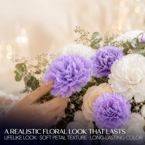 Royal Imports Carnation Artificial Flowers for Weddings – Lavender 100pk - Image 6
