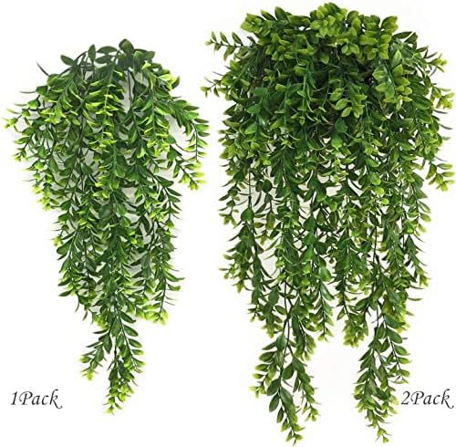 Artificial Hanging Vines, Fake Greenery Ivy Plastic Leaves Plants Faux Plant Foliage for Wedding Party Home Garden Wall Office Bedroom Decoration Indoor Outdoor Baskets Lights DIY Table Decor - 4 Pack - Image 2