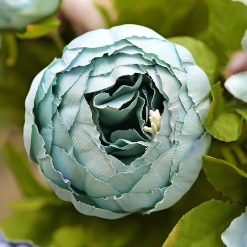 FiveSeasonStuff Mixed Blue Artificial Peony Bouquet Set of 2 - Image 4