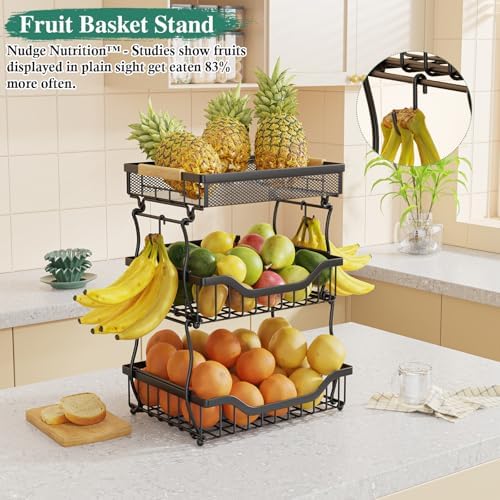 OKZEST 3-Tier Fruit Basket Fits Under Standard Upper Cabinet, 17.2" H - Image 6