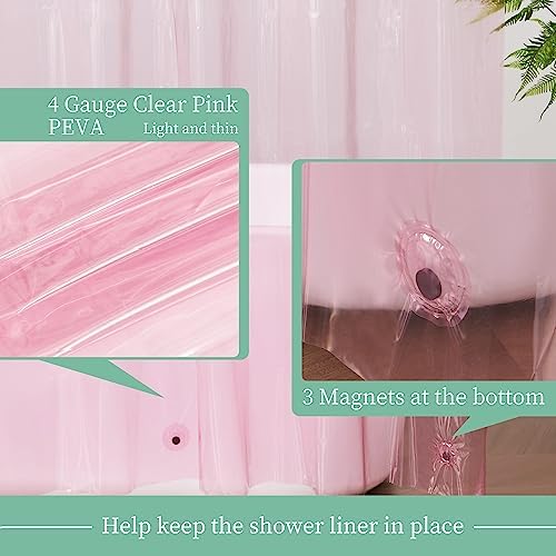 Mrs Awesome Clear Pink Shower Curtain Liner with 3 Magnets, 72x72 - Image 3