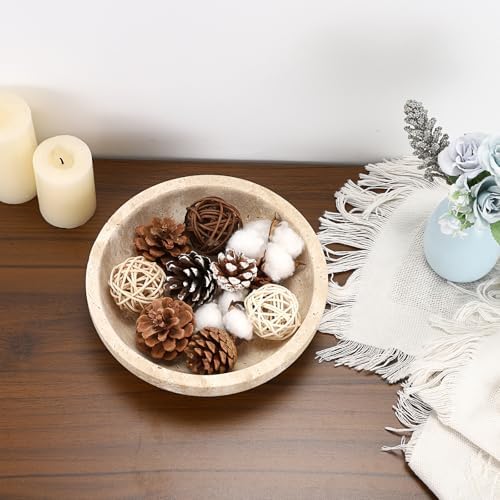 Hipiwe 7.9" Round Key Bowl for Entryway Natural Travertine Stone Tray - Image 5
