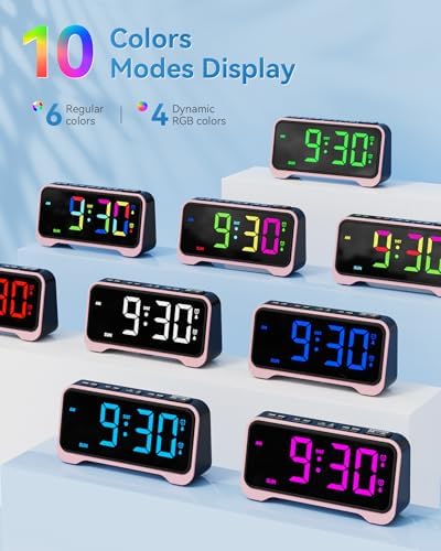 Kids Alarm Clock, Digital Alarm Clocks for Bedrooms,RGB Electric Desk Clock - Image 3