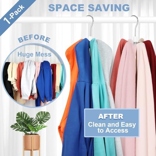 TOPIA HANGER Hoodie Hangers with 6 Wood Balls, 360°Swivel Purse Hanger, Scarf Hanger, Closet Hooks, Handbag Organizer, Bra Hanger, Accessory Organizers for Scarf, Tanktop, Hat, Hoodie CT56W - Image 3