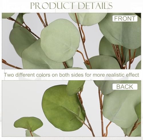 Green Eucalyptus Stems 34" Long Silver Dollar Leaves - 5 Pcs Silk Stems for DIY Bouquet Arrangements, Centerpieces, Shower Decorations - Artificial Spray - Image 2